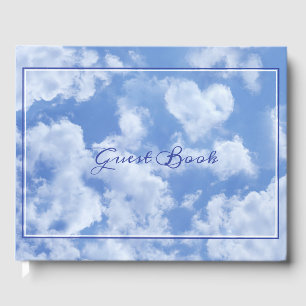 Libro De Visitas Heart Cloud Sky Cute Modern Blue Custom Wedding