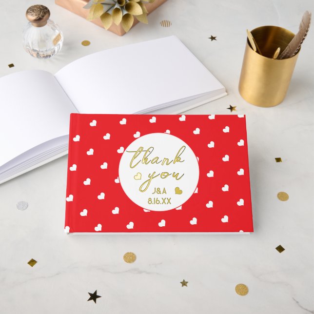 Libro De Visitas Hearts Happy Valentine's Day Modern Love Pattern (Anverso Abierto)