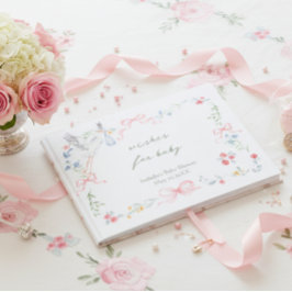 Libro De Visitas Heirloom Rose Ribbon Stork Baby Shower Guestbook