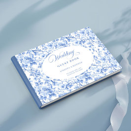 Libro De Visitas Heirloom Style Navy Roses Toile Guest Book
