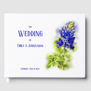 Libro De Visitas Hermosa Floral Bluebonnet, Boda moderno, invitado