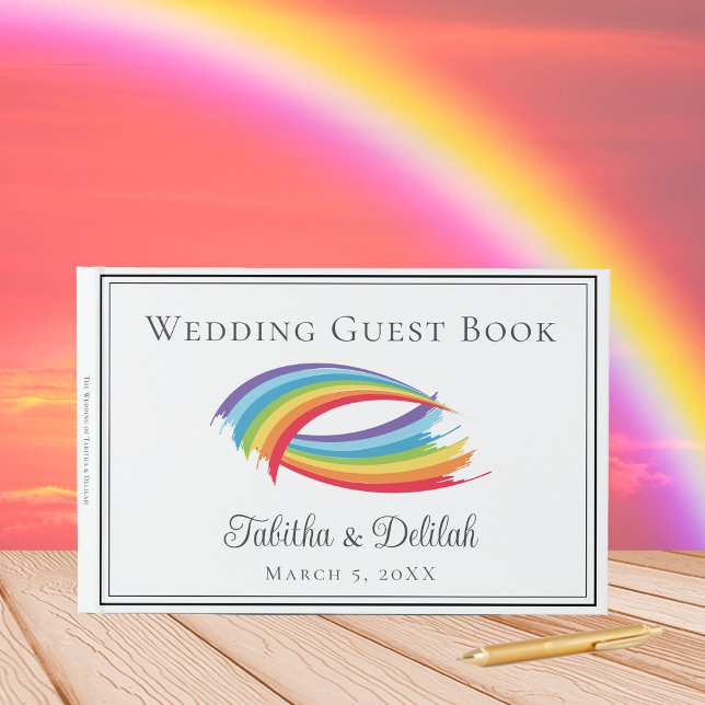 Libro De Visitas Hermosa ola de arcoiris personalizada Boda LGBT (Subido por el creador)