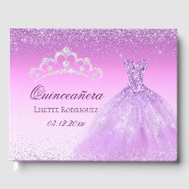Libro De Visitas Hermosa Personalizado Lilac Purple Quinceanera