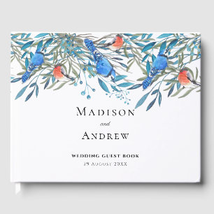 Libro De Visitas Hermosas aves acuarelas y Boda de follaje