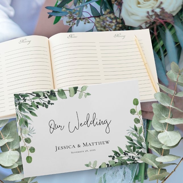 Libro De Visitas Hermoso Boda de Eucalipto Rústico (Beautiful Rustic Eucalyptus Wedding Guest Book)