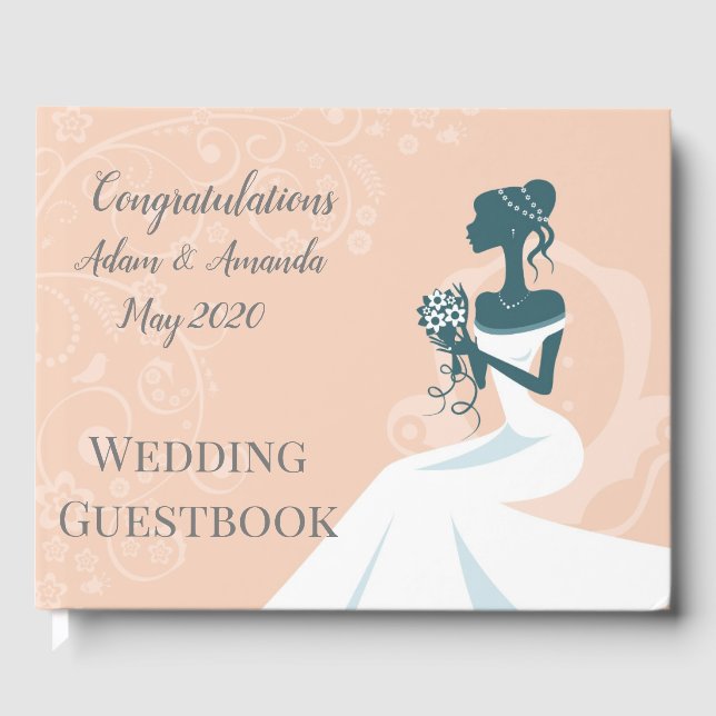 Libro De Visitas Hermoso boda de novia rosa (Anverso)