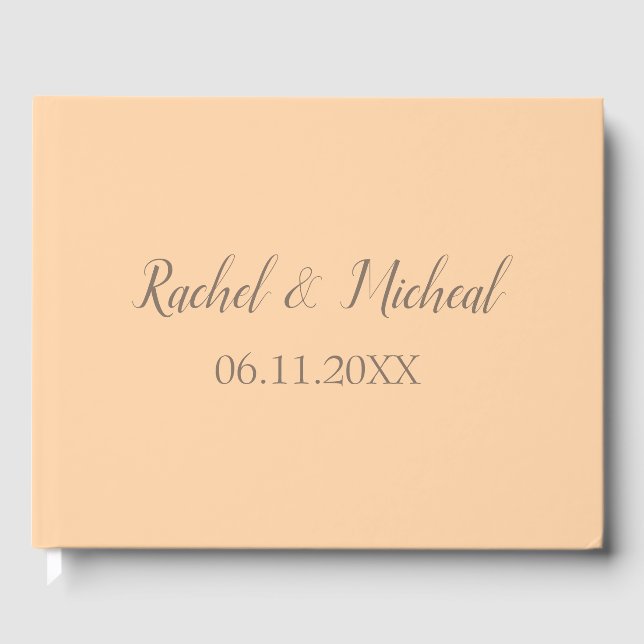 Libro De Visitas Hermoso Boda de temas de Peach (Anverso)