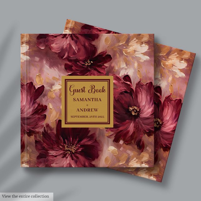Libro De Visitas Hermoso Boda del Rubor Burgundy Gold Boho (Beautiful Blush Burgundy Gold Boho Wedding Guest Book)