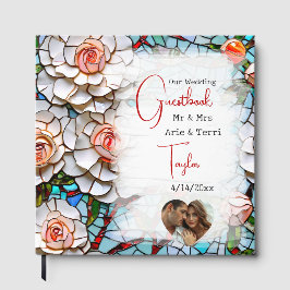 Libro De Visitas Hermoso Boda Mosaico de Vidrio y Tile