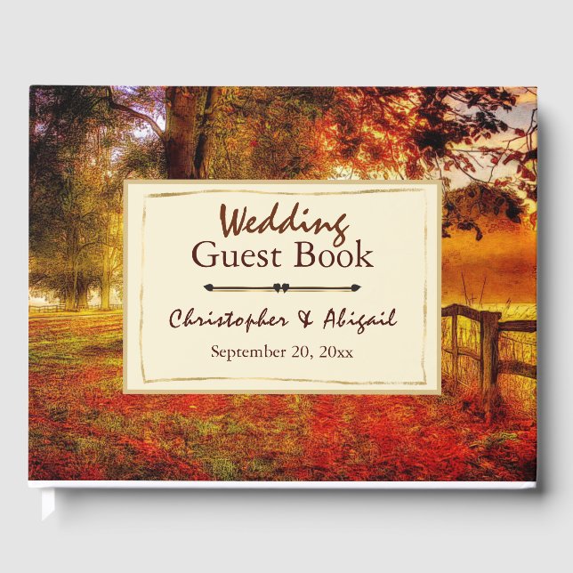 Libro De Visitas Hermoso camino de salida de otoño Boda cristiano o (Anverso)