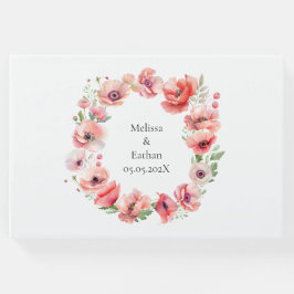 Libro De Visitas Hermoso diseño de flor de amapola rosa y roja