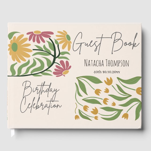 Libro De Visitas Hermoso fondo rosa pastel 40 cumpleaños (Anverso)