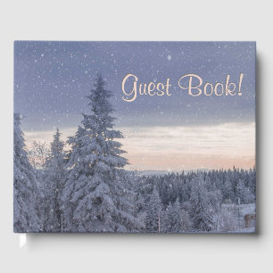 Libro De Visitas Hermoso paisaje invernal texto personal en columna