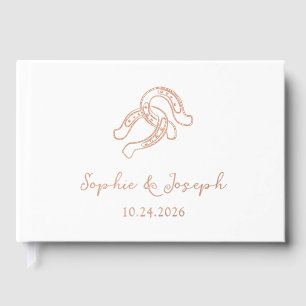 Libro De Visitas Herradura minimalista   Boda de Relieve metalizado