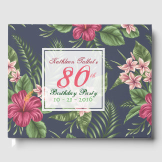 Libro De Visitas Hibiscus 80th Birthday Party Guest Book