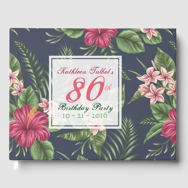 Libro De Visitas Hibiscus 80th Birthday Party Guest Book (Anverso)