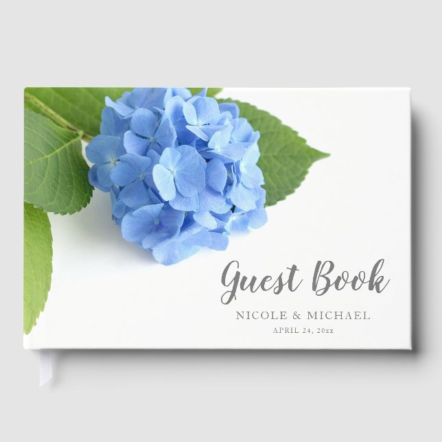 Libro De Visitas Hidrangea Azul Boda floral (Anverso)