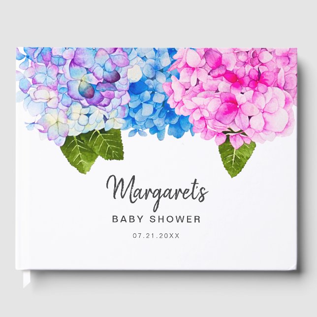 Libro De Visitas Hidrangea de agua romántica flor | BABY SHOWER (Anverso)