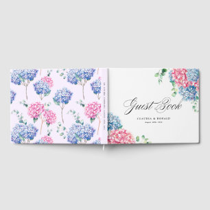 Libro De Visitas Hidrángulos de color rosa y azul Boda de primavera