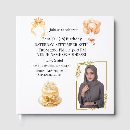 Libro De Visitas Hijabi 18th Birthday Photo Guest Book | Gold & Flo