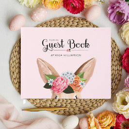 Libro De Visitas Hippity Hop Easter Floral Conejo Conejo Baby Showe