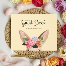 Libro De Visitas Hippity Hop Easter Floral Conejo Conejo Baby Showe