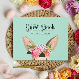 Libro De Visitas Hippity Hop Easter Floral Conejo Conejo Baby Showe