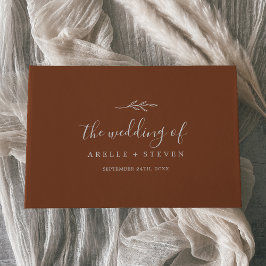 Libro De Visitas Hoja mínima | Terracotta Monograma Boda posterior