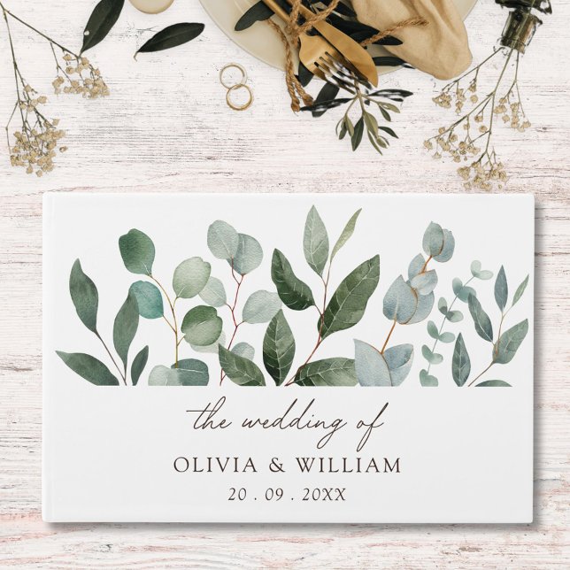 Libro De Visitas Hojas de boda de eucalipto verde salvia (In situ)
