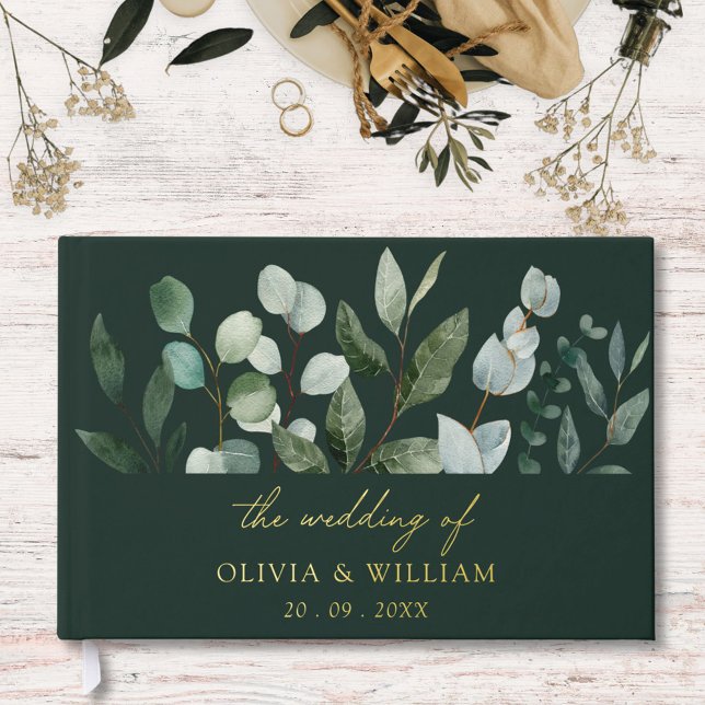 Libro De Visitas Hojas de boda de eucalipto verde salvia (In situ)