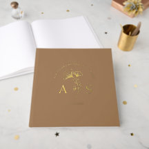 Hojas de Ginkgo Elegantes Moca Marrón Foil de Boda