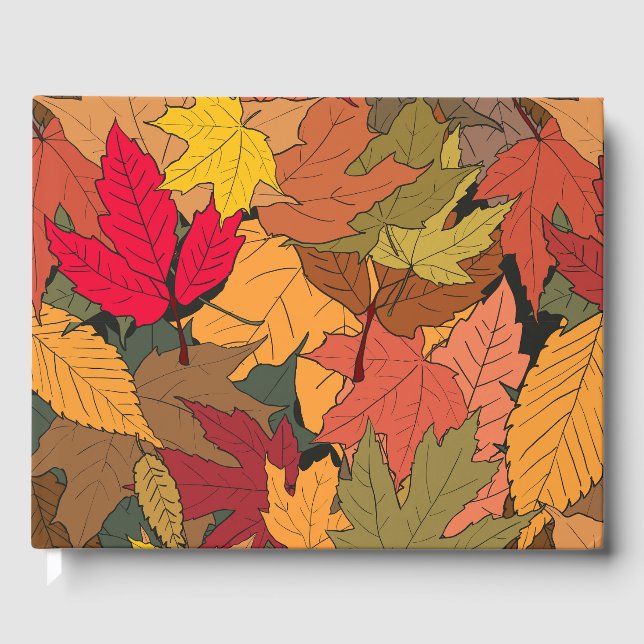 Libro De Visitas Hojas de otoño coloridas (Anverso)