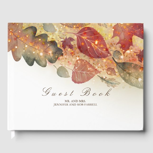 Libro De Visitas Hojas de otoño y Boda Purpurina (Anverso)