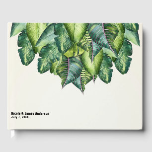 Libro De Visitas Hojas de Selva Tropical Verde Botánica Boda
