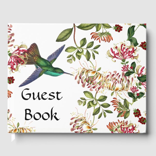 Libro De Visitas Honeysuckle Flowers Hummingbird Bird Guest Book (Anverso)
