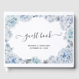 Libro De Visitas Hortensia Azul y Rosa Claro Claro Invitado de Boda