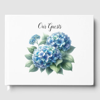 Libro De Visitas Hortensias Azules Elegantes