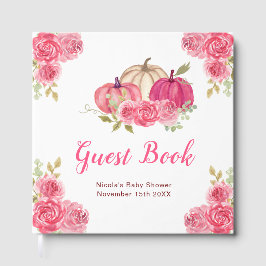 Libro De Visitas Hot Pink Floral Pumpkins Baby Shower