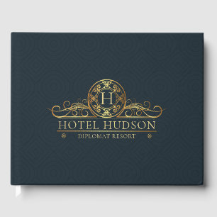 Libro De Visitas Hotel Branding Luxury Gold Blue