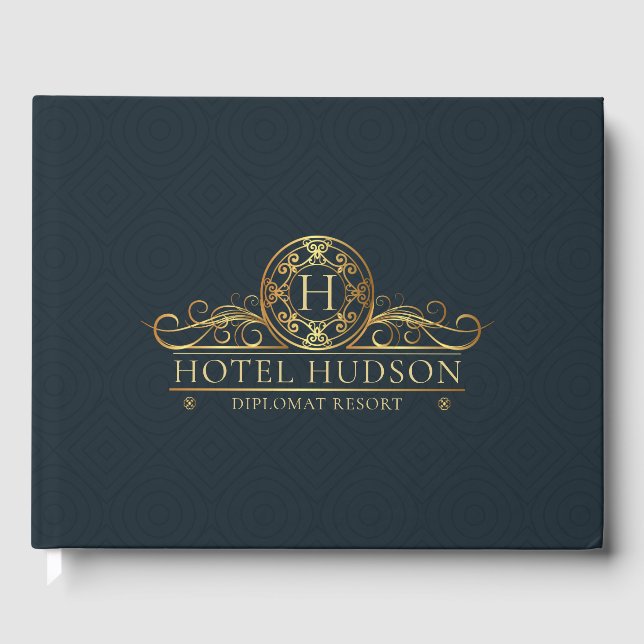 Libro De Visitas Hotel Branding Luxury Gold Blue (Anverso)