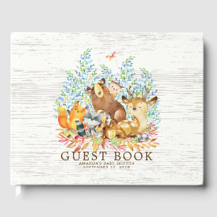 Libro De Visitas Huéspedes de Neutral Woodland Baby Shower