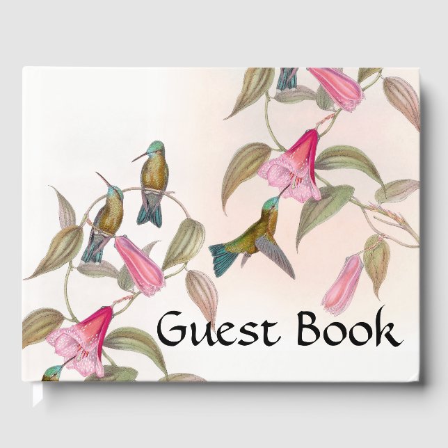 Libro De Visitas Hummingbird Birds Wildlife Floral Guest Book (Anverso)