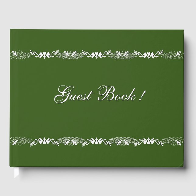 Libro De Visitas Hunter Green and White Design Guest Book (Anverso)