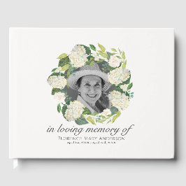 Libro De Visitas Hydrangea Wreath Photo Memorial Funeral Guest Book