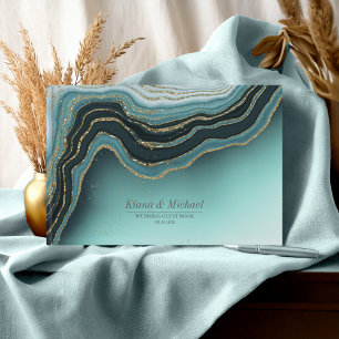Libro De Visitas ID825 Verde azulado del Boda Crystal Agate