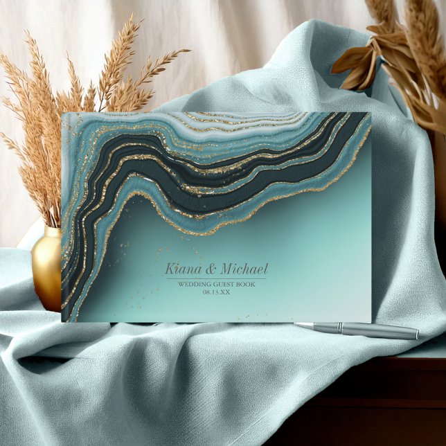 Libro De Visitas ID825 Verde azulado del Boda Crystal Agate (Subido por el creador)