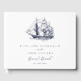 Libro De Visitas Ilustración Clásica de Barco Náutico Blanco para B