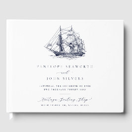 Libro De Visitas Ilustración de barco náutico elegante para boda