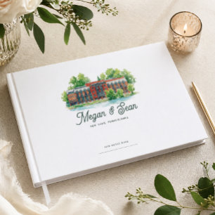 Libro De Visitas Ilustración de Boda de un Lugar con Acuarela Elega