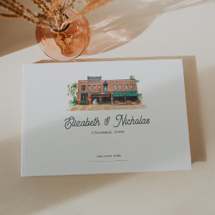 Libro De Visitas Ilustración de boda elegante de local con acuarela